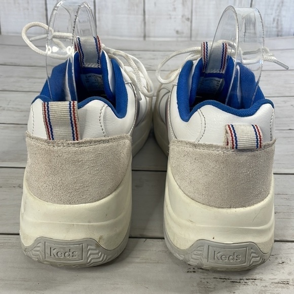 Keds K-89 White Chunky Leather Sneaker with Red&White Wave Accent - Picture 6 of 11